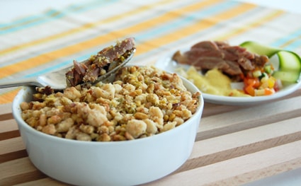 Crumble d'agneau au curry, légumes façon tajine - Jean Routhiau