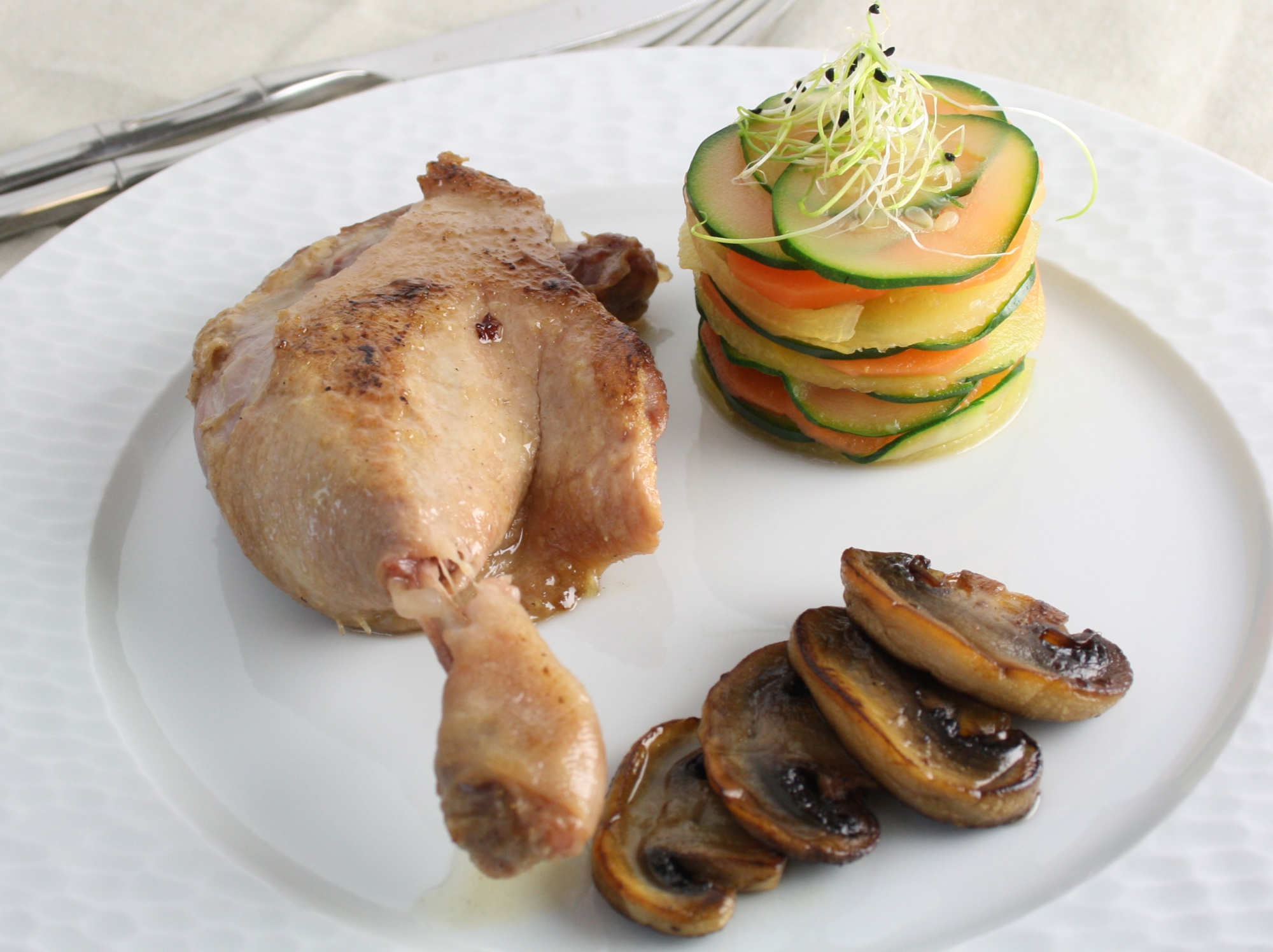 Cuisse de Canette et mille-feuilles de légumes - 