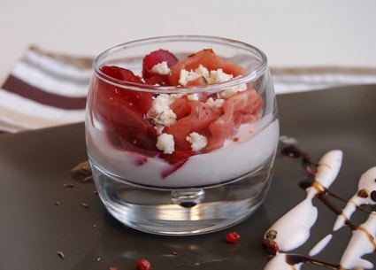 Verrine de Carpaccio de Bœuf et betterave, feta et vinaigre à la framboise - Jean Routhiau