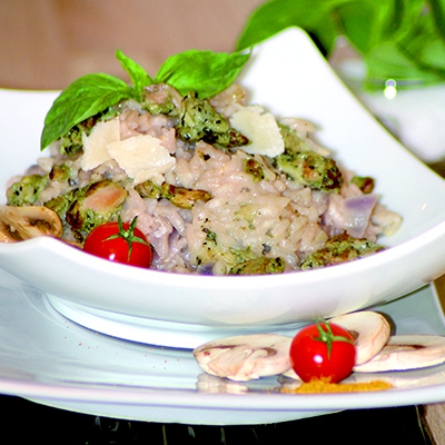 Risotto au poulet et pesto - Jean Routhiau